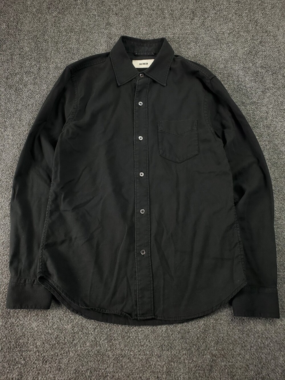 Buck Mason Draped Twill One Pocket Shirt Small Black Long Sleeve Button Up Solid - Picture 2 of 10